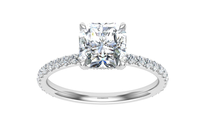 Twinkle Asscher Cut Hidden Halo Moissanite Engagement Ring White Gold