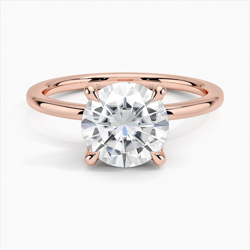 Twinkling Round Cut Solitaire Moissanite Engagement Ring Rose Gold