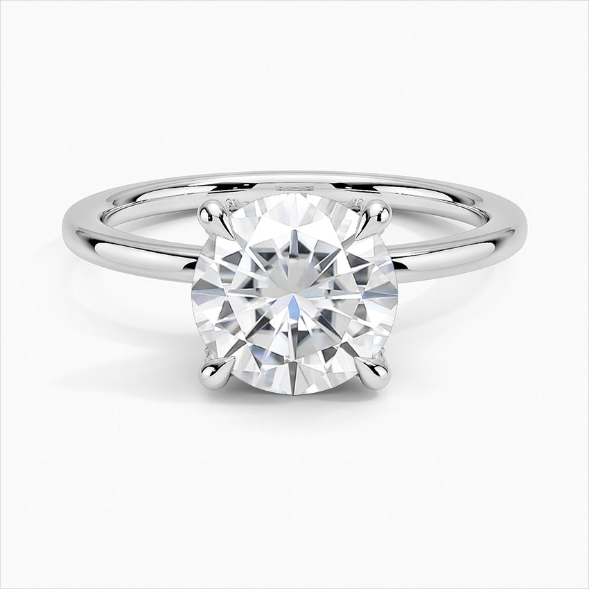 Twinkling Round Cut Solitaire Moissanite Engagement Ring White Gold