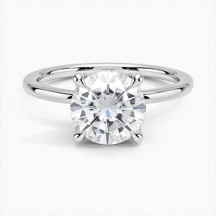 Twinkling Round Cut Solitaire Moissanite Engagement Ring White Gold