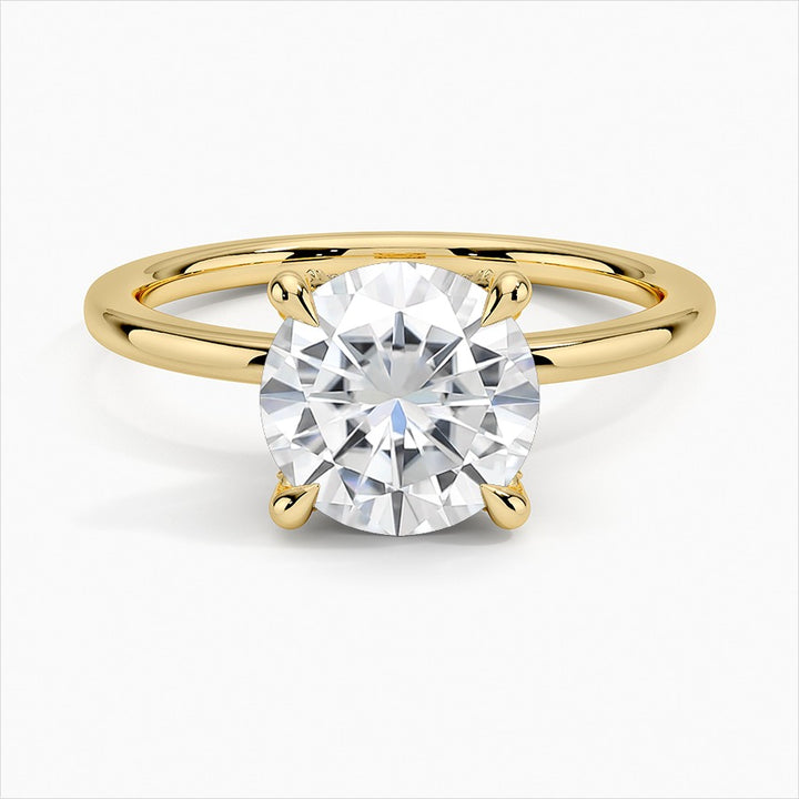 Twinkling Round Cut Solitaire Moissanite Engagement Ring Yellow Gold