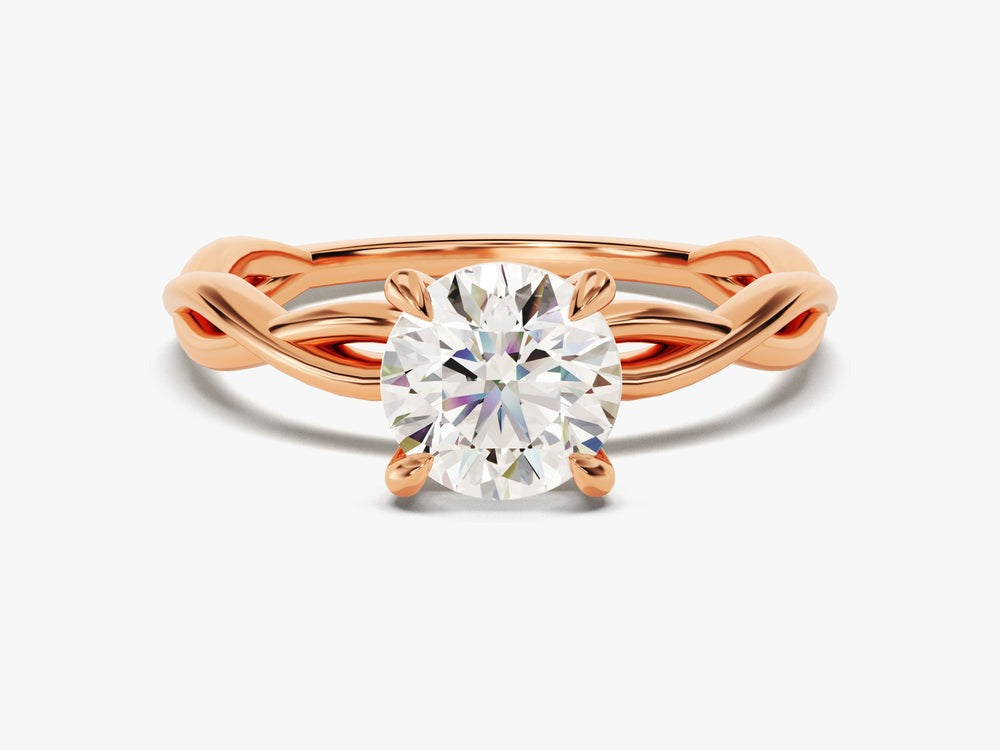 Twisted Round Moissanite Engagement Ring