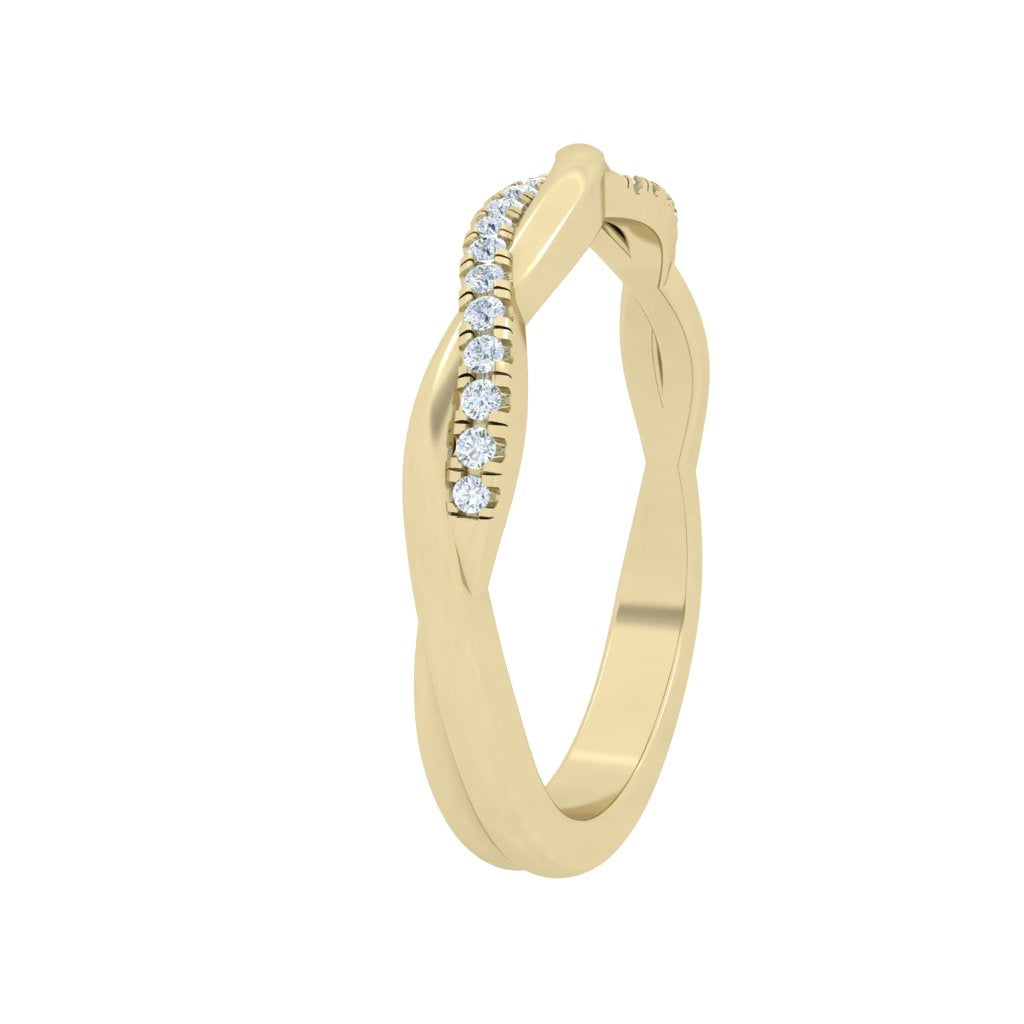 Twisted Wedding Moissanite Wedding Band Yellow Gold