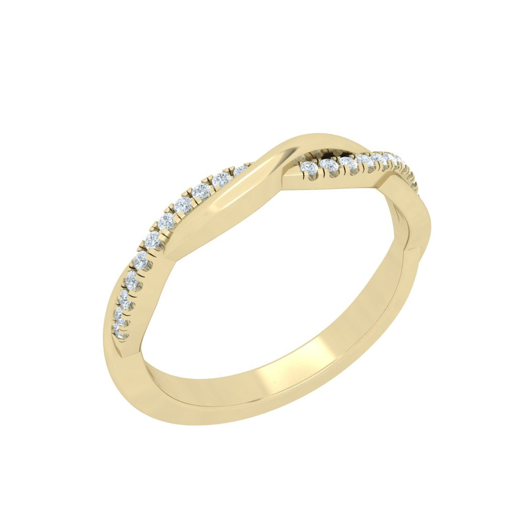 Twisted Wedding Moissanite Wedding Band Yellow Gold