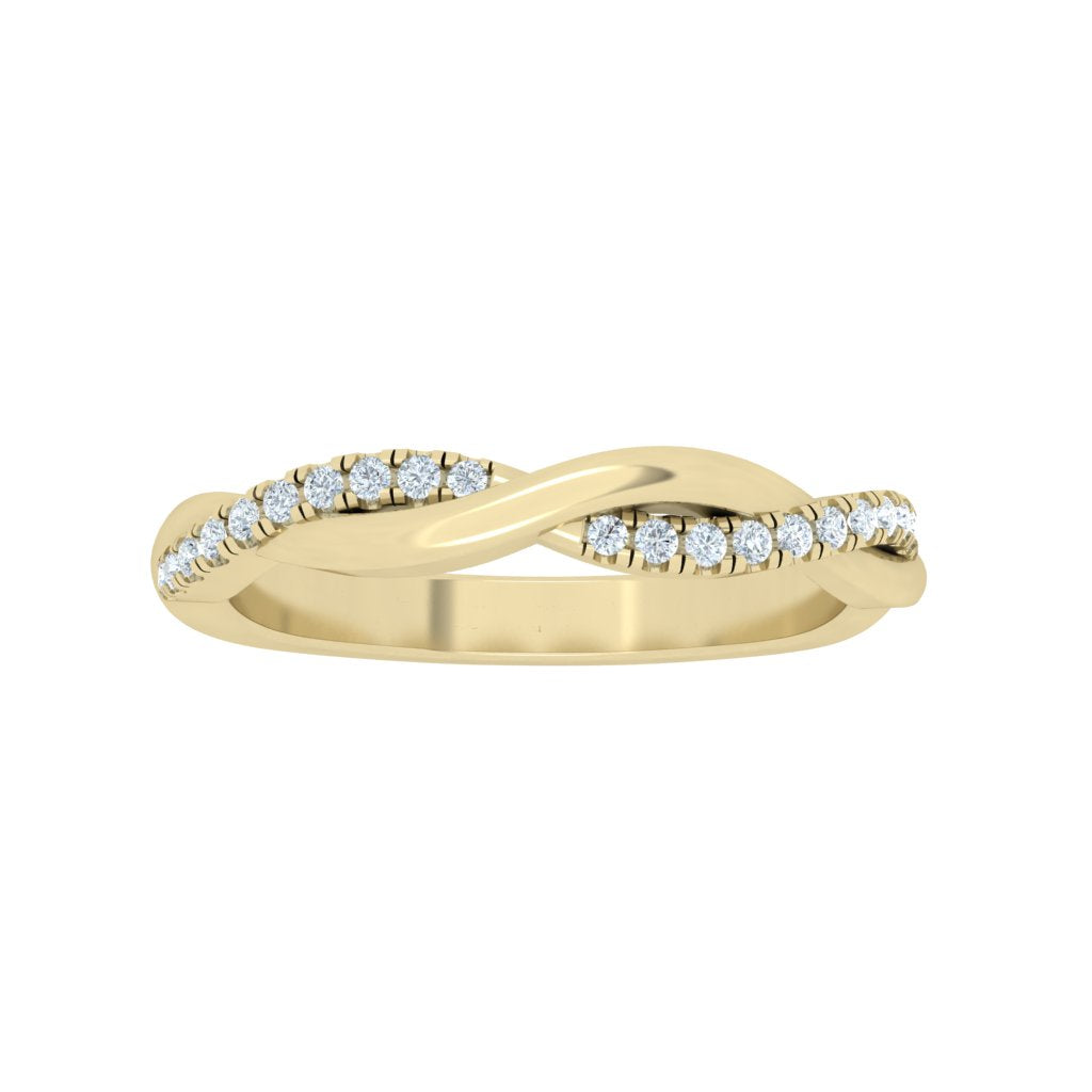 Twisted Wedding Moissanite Wedding Band Yellow Gold