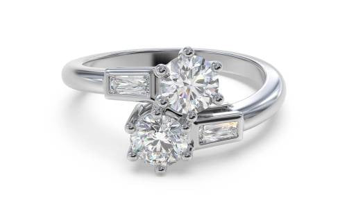 Two Stone Round Diamond Shoulder Set Lab Grown Diamond Ring