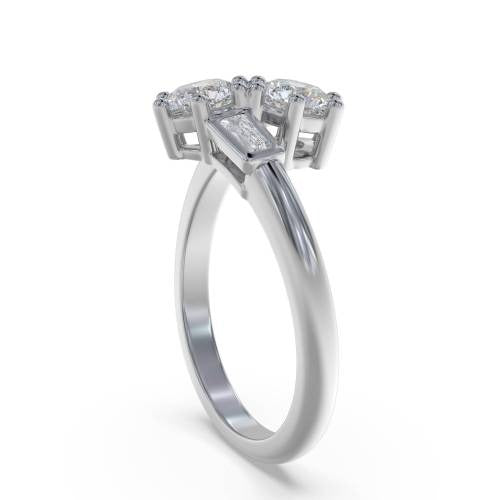 Two Stone Round Diamond Shoulder Set Lab Grown Diamond Ring