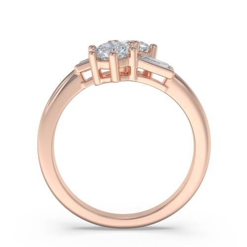 Two Stone Round Diamond Shoulder Set Lab Grown Diamond Ring