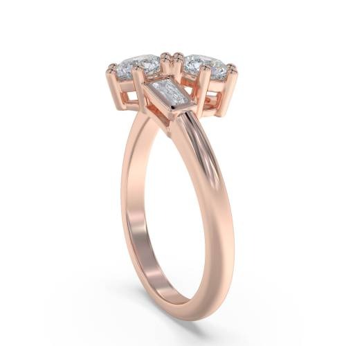 Two Stone Round Diamond Shoulder Set Lab Grown Diamond Ring