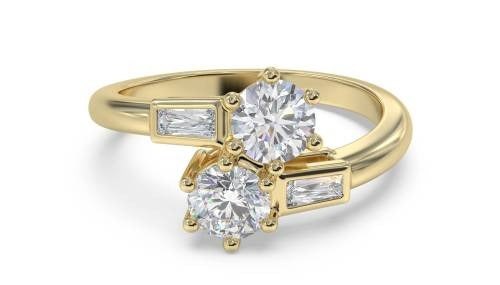 Two Stone Round Diamond Shoulder Set Lab Grown Diamond Ring