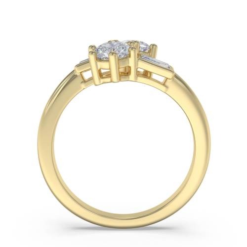 Two Stone Round Diamond Shoulder Set Lab Grown Diamond Ring