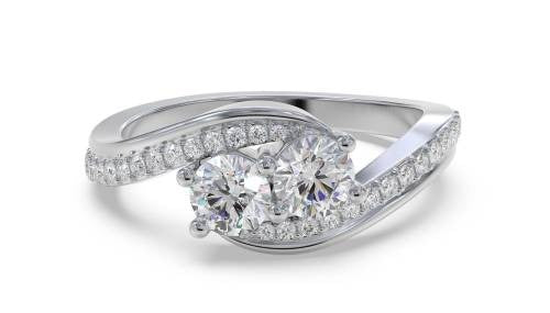 Two Stone Round Diamond Shoulder Set Lab Grown Diamond Rings