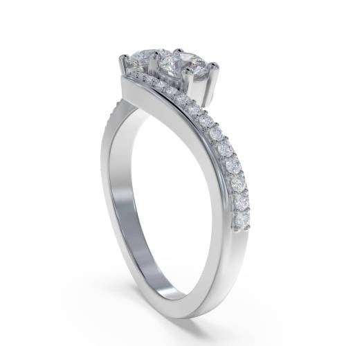 Two Stone Round Diamond Shoulder Set Lab Grown Diamond Rings