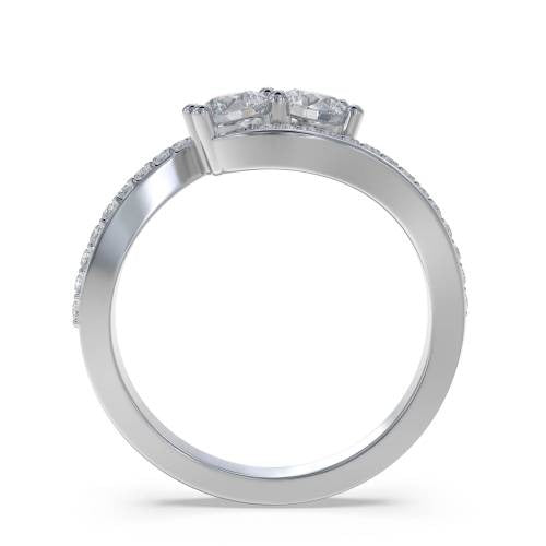 Two Stone Round Diamond Shoulder Set Lab Grown Diamond Rings