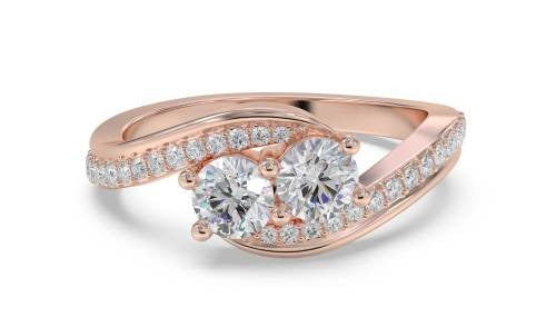 Two Stone Round Diamond Shoulder Set Lab Grown Diamond Rings