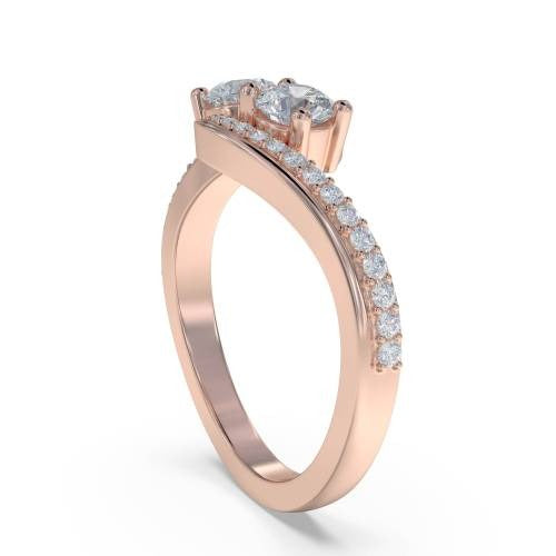 Two Stone Round Diamond Shoulder Set Lab Grown Diamond Rings