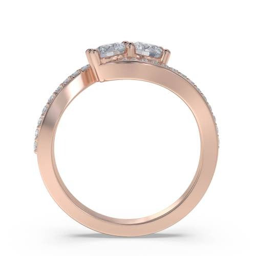 Two Stone Round Diamond Shoulder Set Lab Grown Diamond Rings