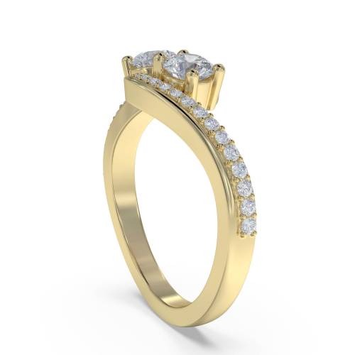 Two Stone Round Diamond Shoulder Set Lab Grown Diamond Rings