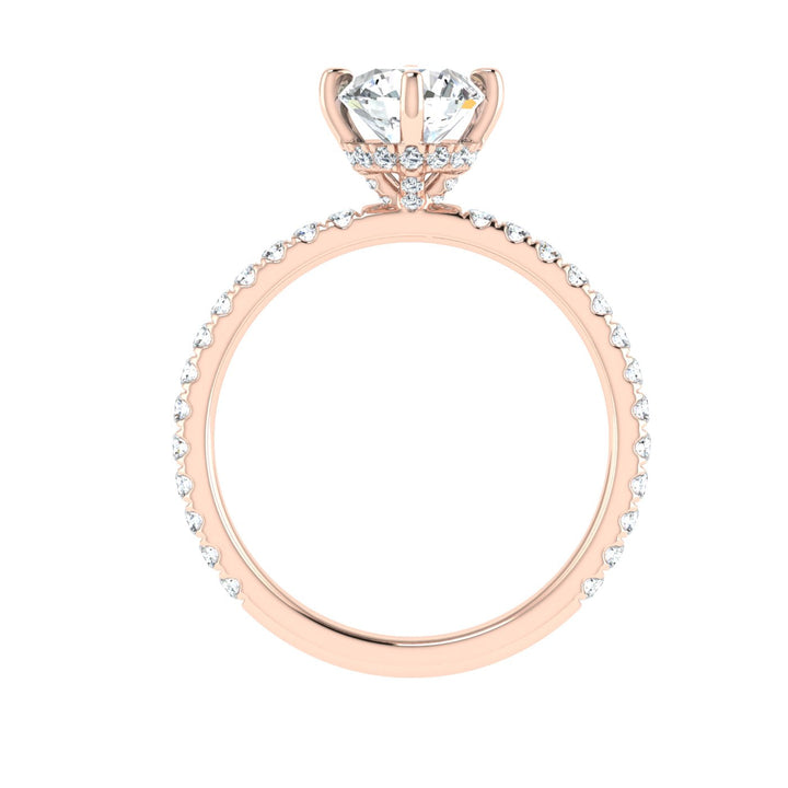 Unbreakable Round Cut Compass Prong Moissanite Engagement Ring Rose Gold