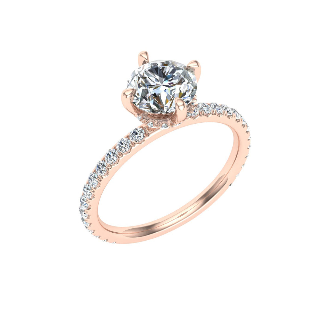 Unbreakable Round Cut Compass Prong Moissanite Engagement Ring Rose Gold