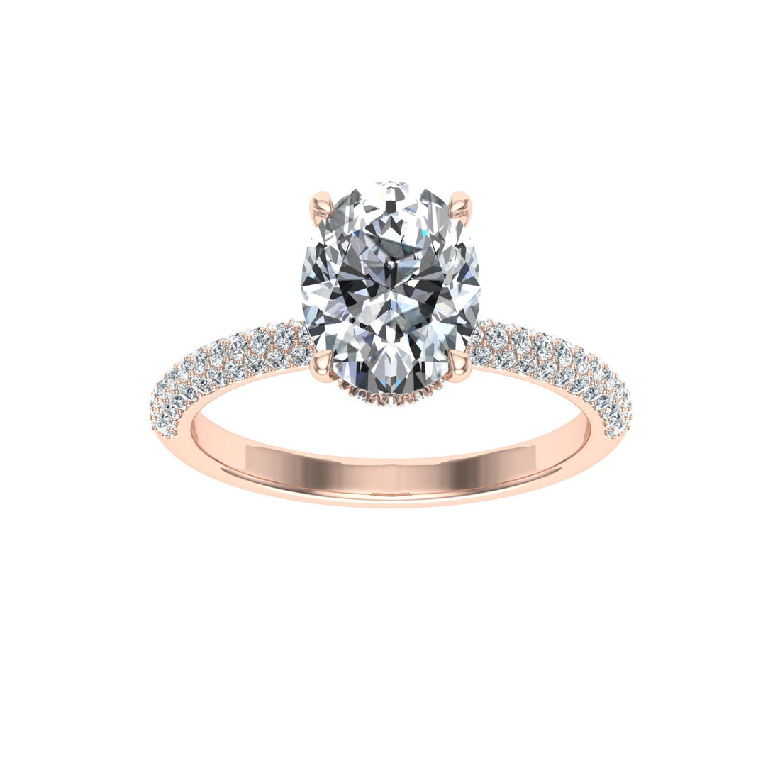 Union Round Cut Micro Pavé Moissanite Engagement Ring Rose Gold