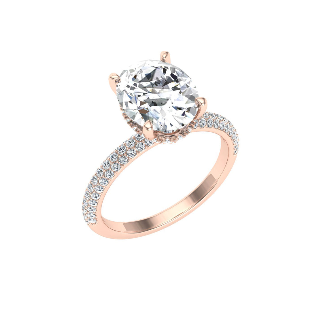 Union Round Cut Micro Pavé Moissanite Engagement Ring Rose Gold