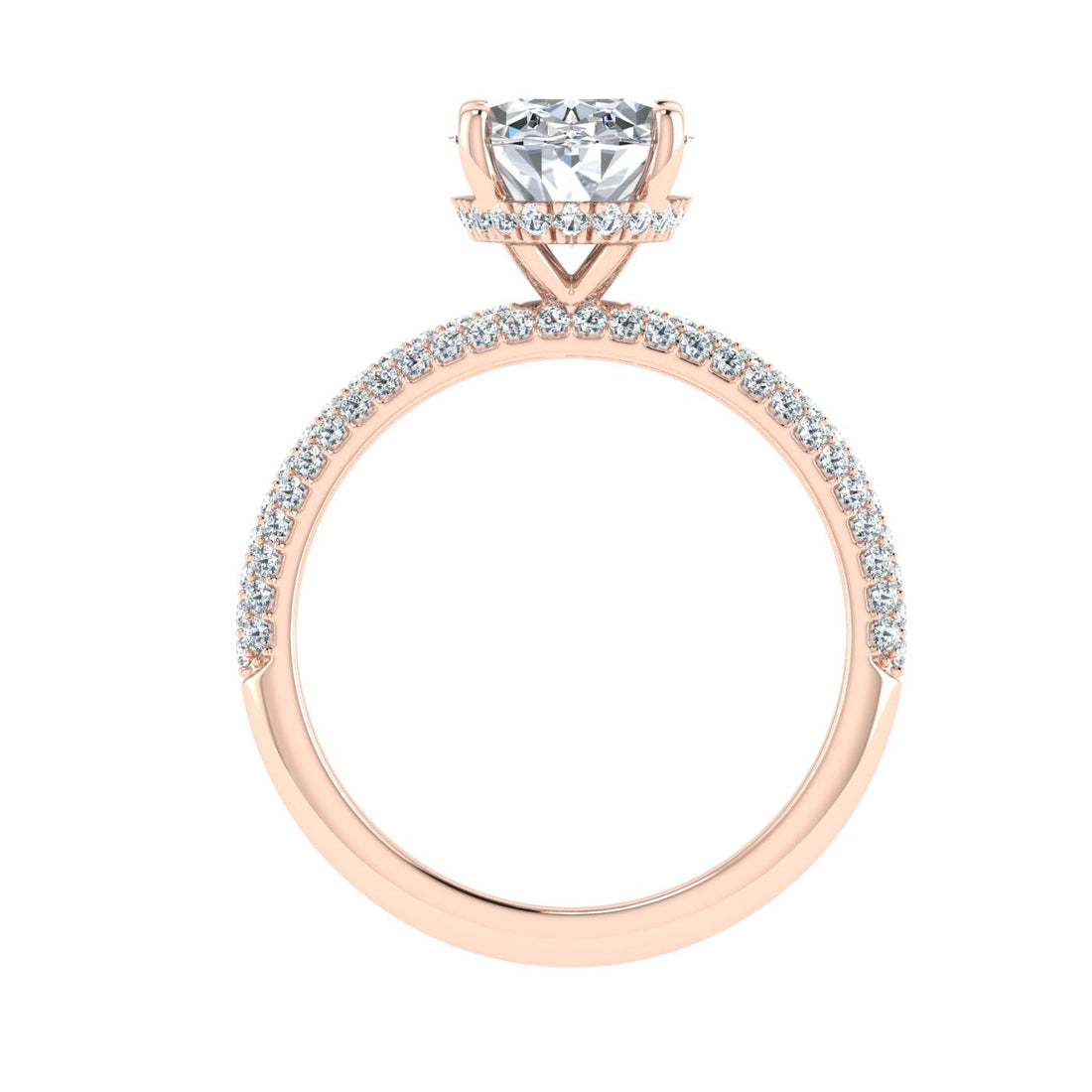 Union Round Cut Micro Pavé Moissanite Engagement Ring Rose Gold