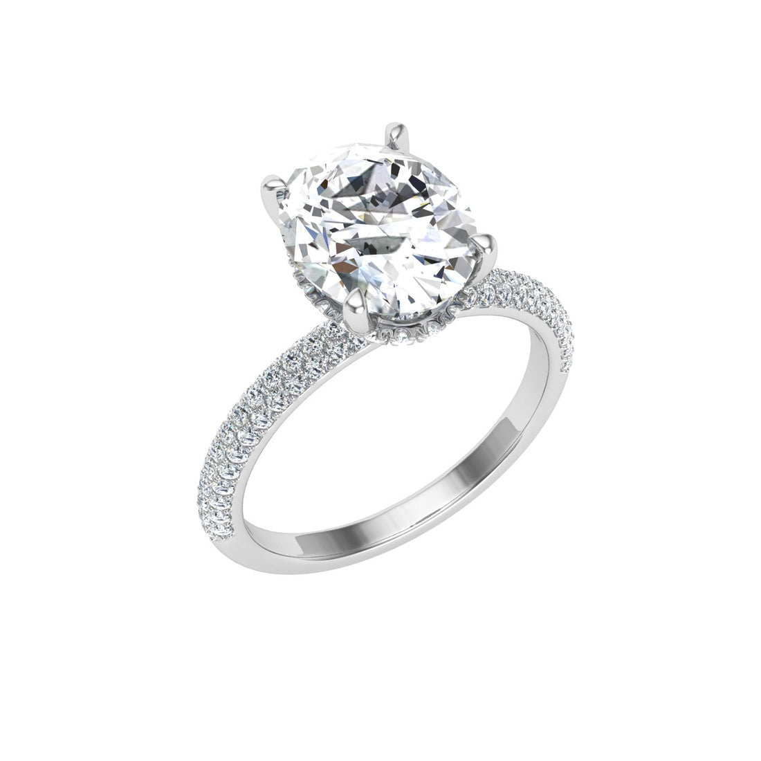 Union Round Cut Micro Pavé Moissanite Engagement Ring White Gold