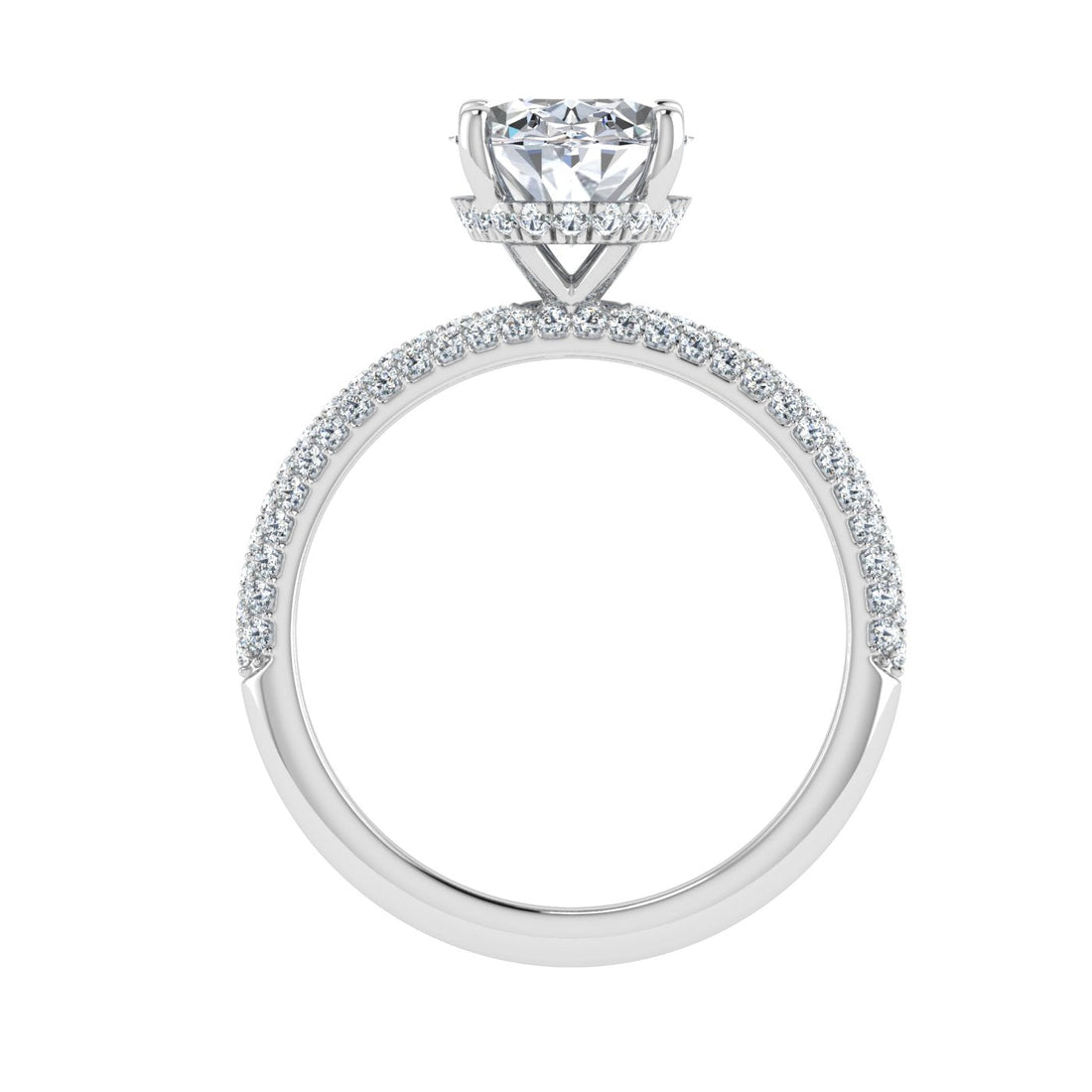 Union Round Cut Micro Pavé Moissanite Engagement Ring White Gold