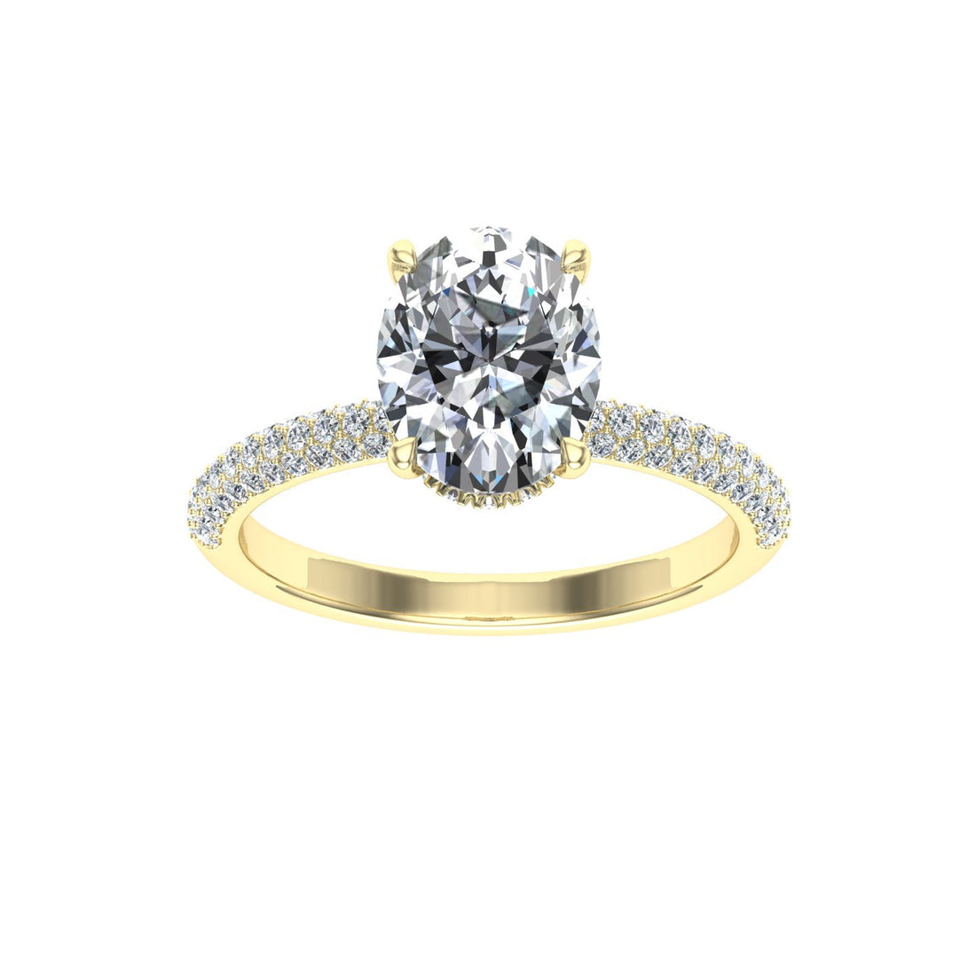 Union Round Cut Micro Pavé Moissanite Engagement Ring Yellow Gold