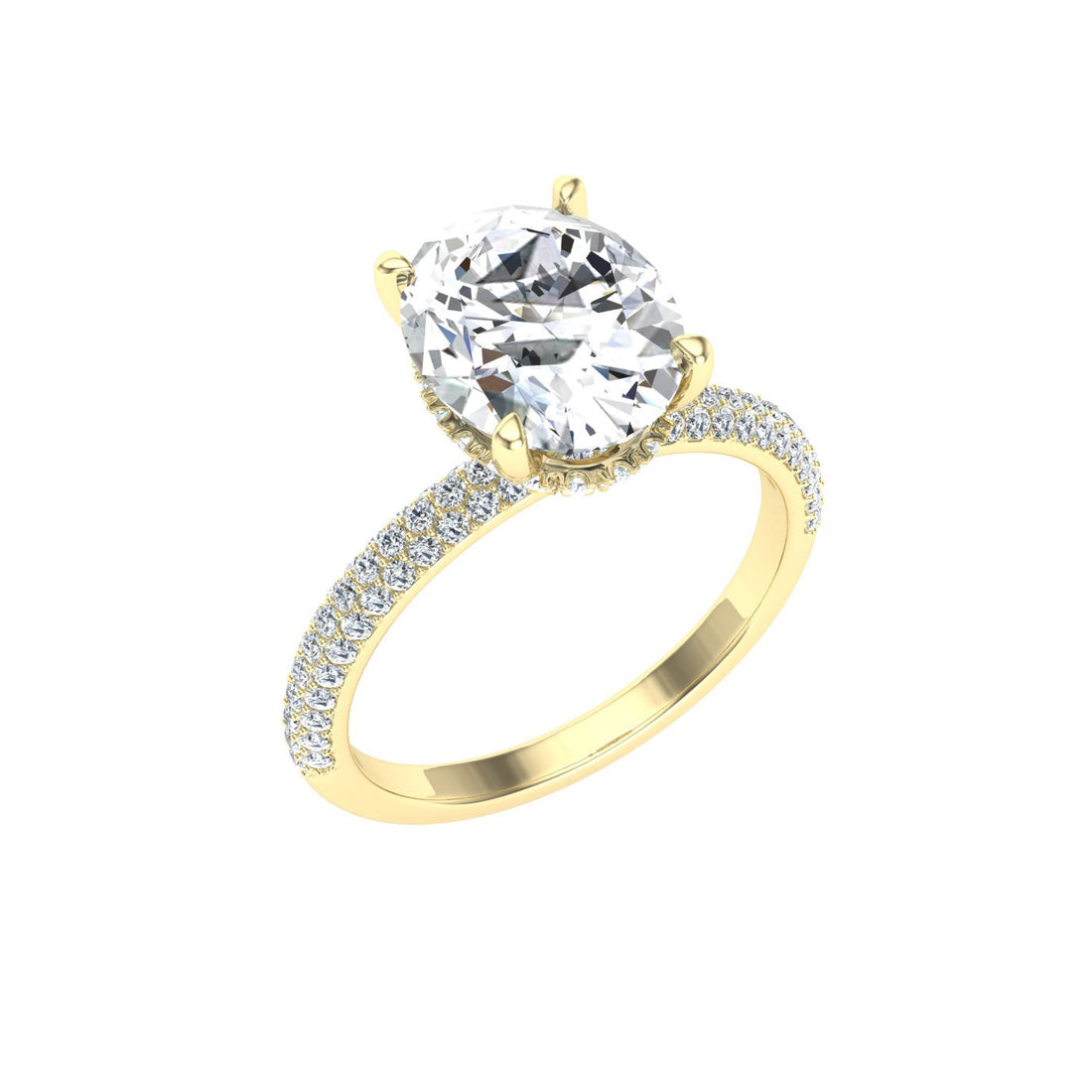 Union Round Cut Micro Pavé Moissanite Engagement Ring Yellow Gold