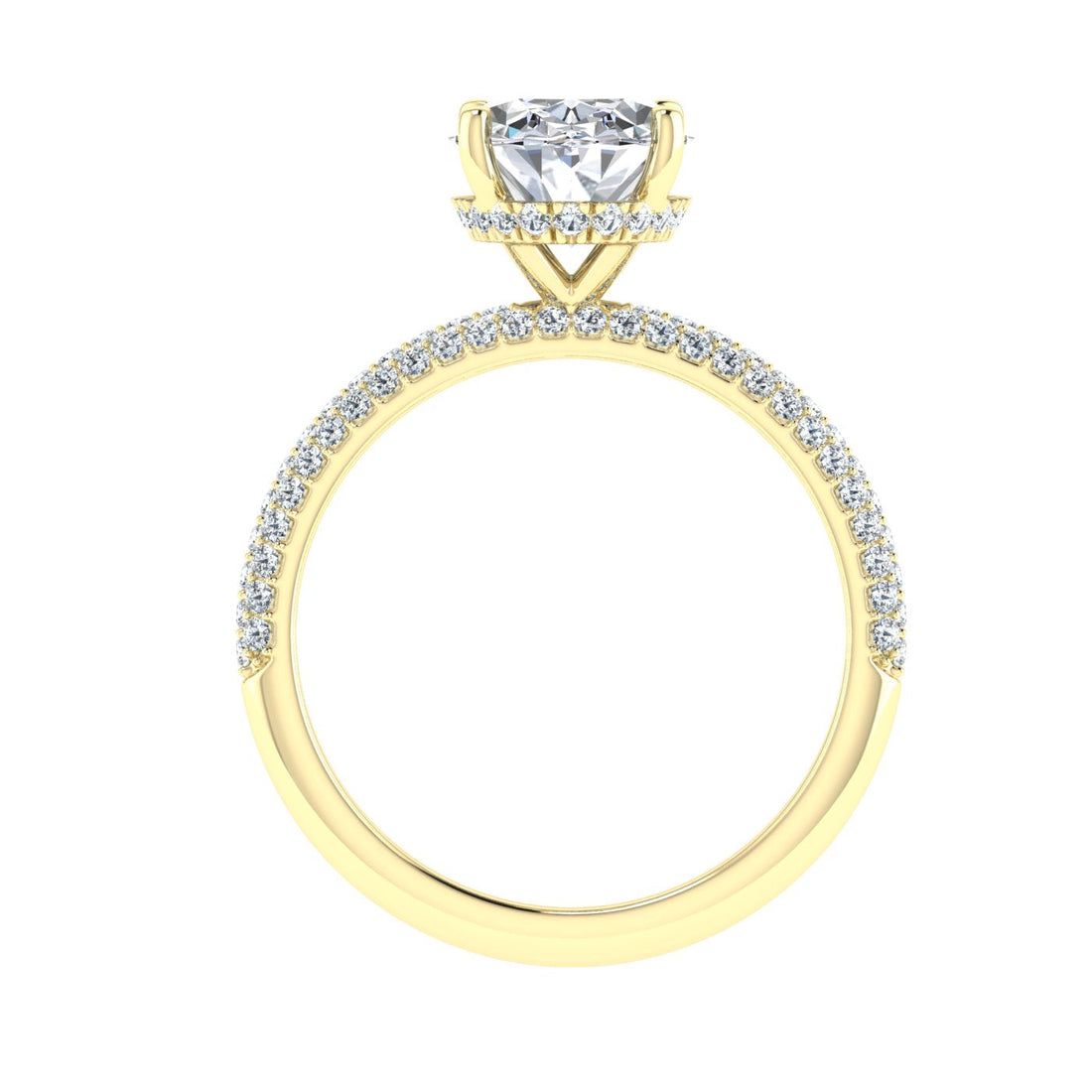 Union Round Cut Micro Pavé Moissanite Engagement Ring Yellow Gold