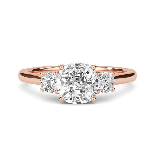 Unique Cushion & Round Lab Grown Diamond Trilogy Ring 