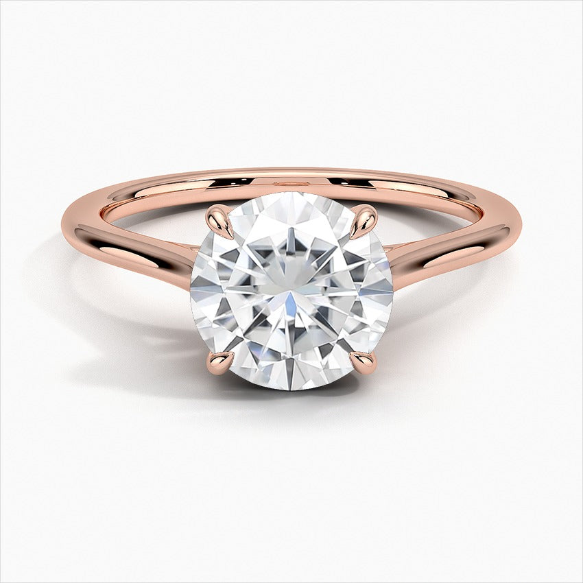 Vagabond 4-Prong Round Solitaire Moissanite Engagement Ring Rose Gold