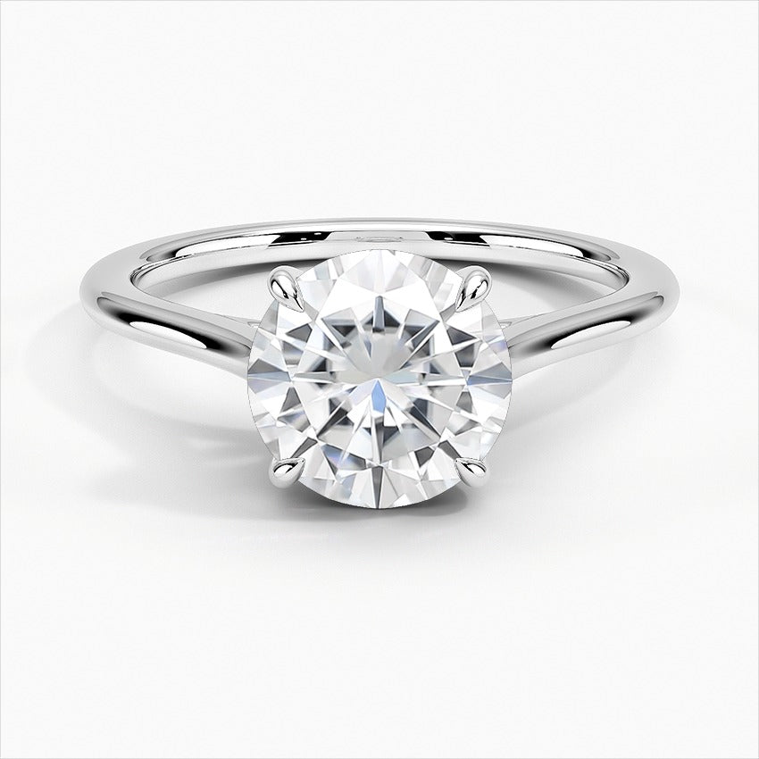 Vagabond 4-Prong Round Solitaire Moissanite Engagement Ring White Gold