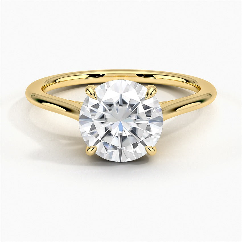 Vagabond 4-Prong Round Solitaire Moissanite Engagement Ring Yellow Gold