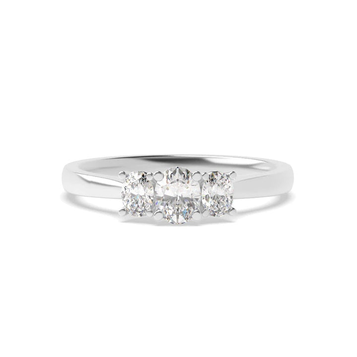 Valencia 4 Prong 0.50 ct Oval Lab Grown Diamond High Set Delicate Three Stone Engagement Ring