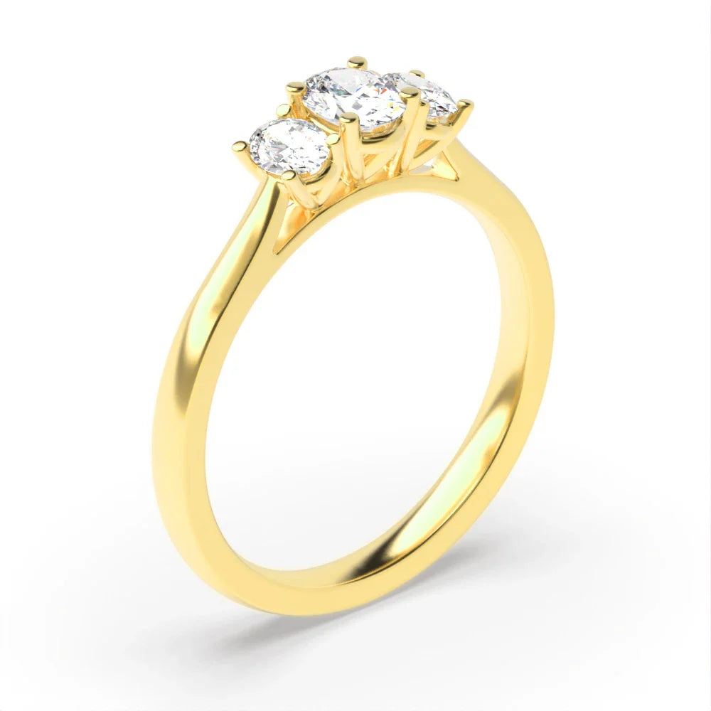 Valencia 4 Prong 0.50 ct Oval Lab Grown Diamond High Set Delicate Three Stone Engagement Ring