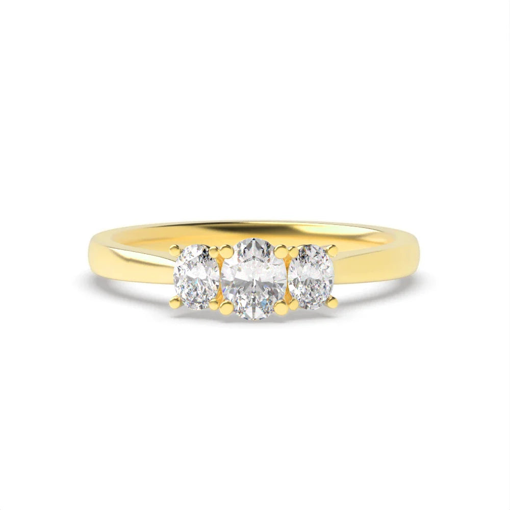 Valencia 4 Prong 0.50 ct Oval Lab Grown Diamond High Set Delicate Three Stone Engagement Ring