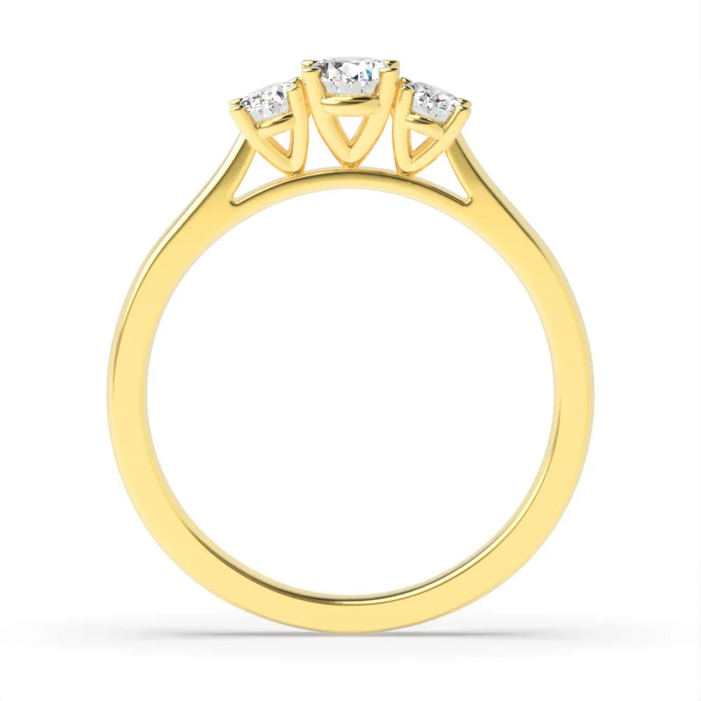 Valencia 4 Prong 0.50 ct Oval Lab Grown Diamond High Set Delicate Three Stone Engagement Ring