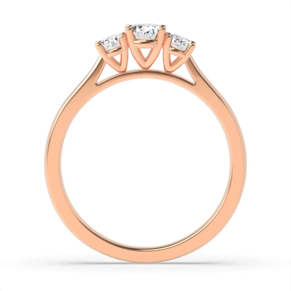 Valencia 4 Prong 0.50 ct Oval Lab Grown Diamond High Set Delicate Three Stone Engagement Ring