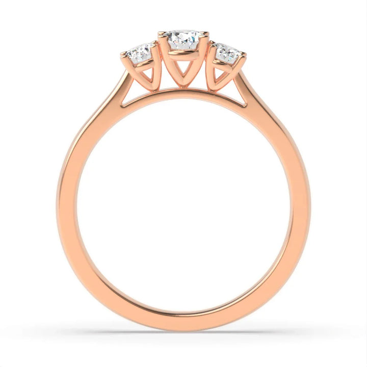 Valencia 4 Prong 0.50 ct Oval Lab Grown Diamond High Set Delicate Three Stone Engagement Ring