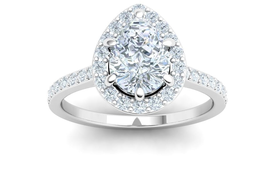 Veil Pear Cut Half Eternity Pavé Moissanite Engagement Ring White Gold