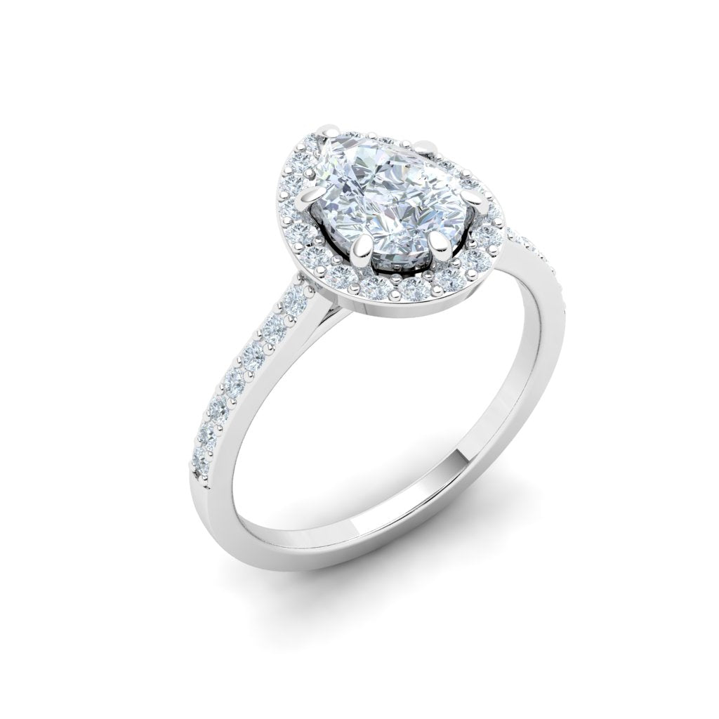 Veil Pear Cut Half Eternity Pavé Moissanite Engagement Ring White Gold