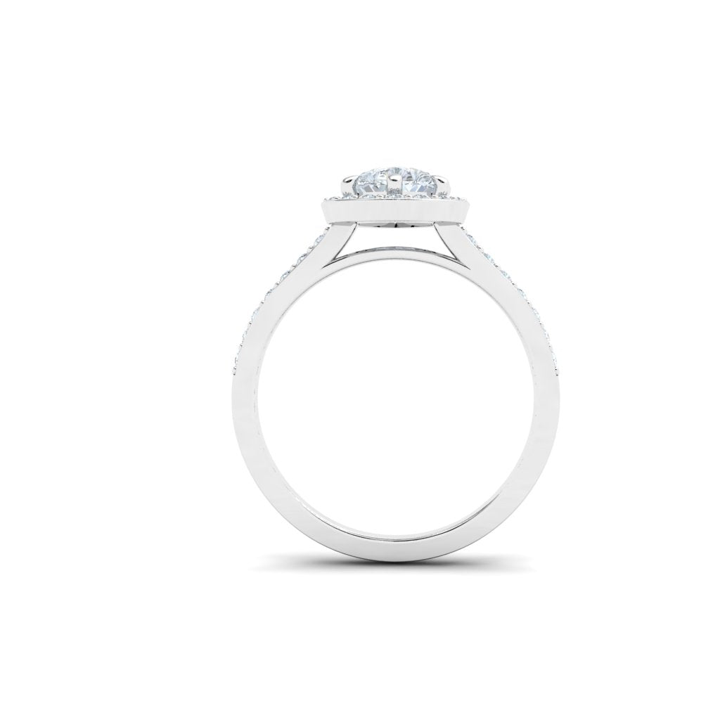 Veil Pear Cut Half Eternity Pavé Moissanite Engagement Ring White Gold