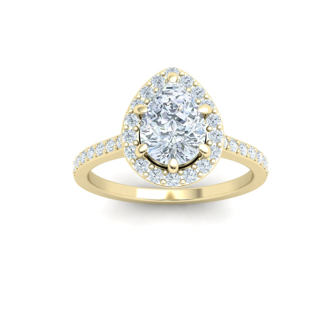 Veil Pear Cut Half Eternity Pavé Moissanite Engagement Ring Yellow Gold