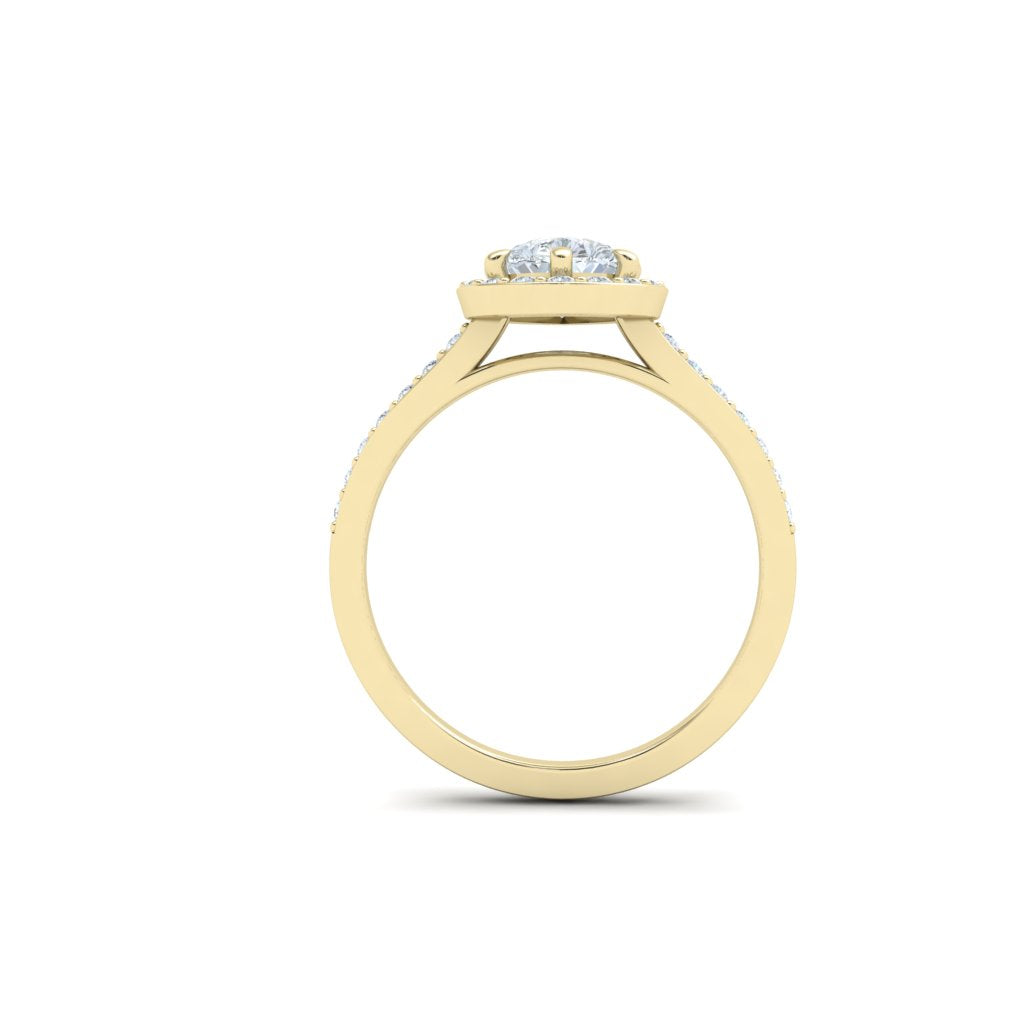 Veil Pear Cut Half Eternity Pavé Moissanite Engagement Ring Yellow Gold