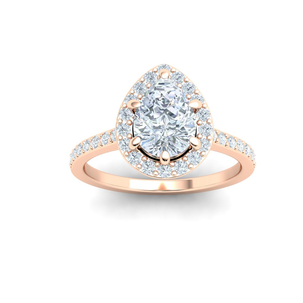 Veil Pear Cut Half Eternity Pavé Moissanite Engagement Ring Rose Gold