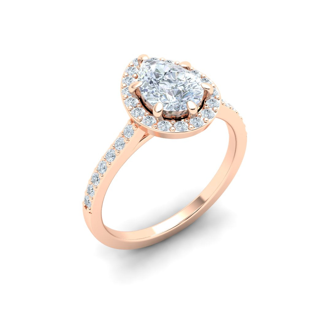 Veil Pear Cut Half Eternity Pavé Moissanite Engagement Ring Rose Gold