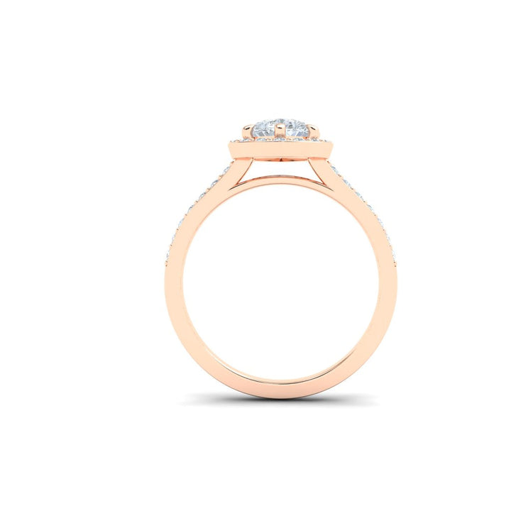 Veil Pear Cut Half Eternity Pavé Moissanite Engagement Ring Rose Gold